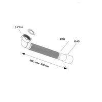 Sifone per scarico flessibile MAGIKONE 90° estensibile curvo tubo angolo ghiera doppio diametro 11/2 11/ 11/4'' ø32-40