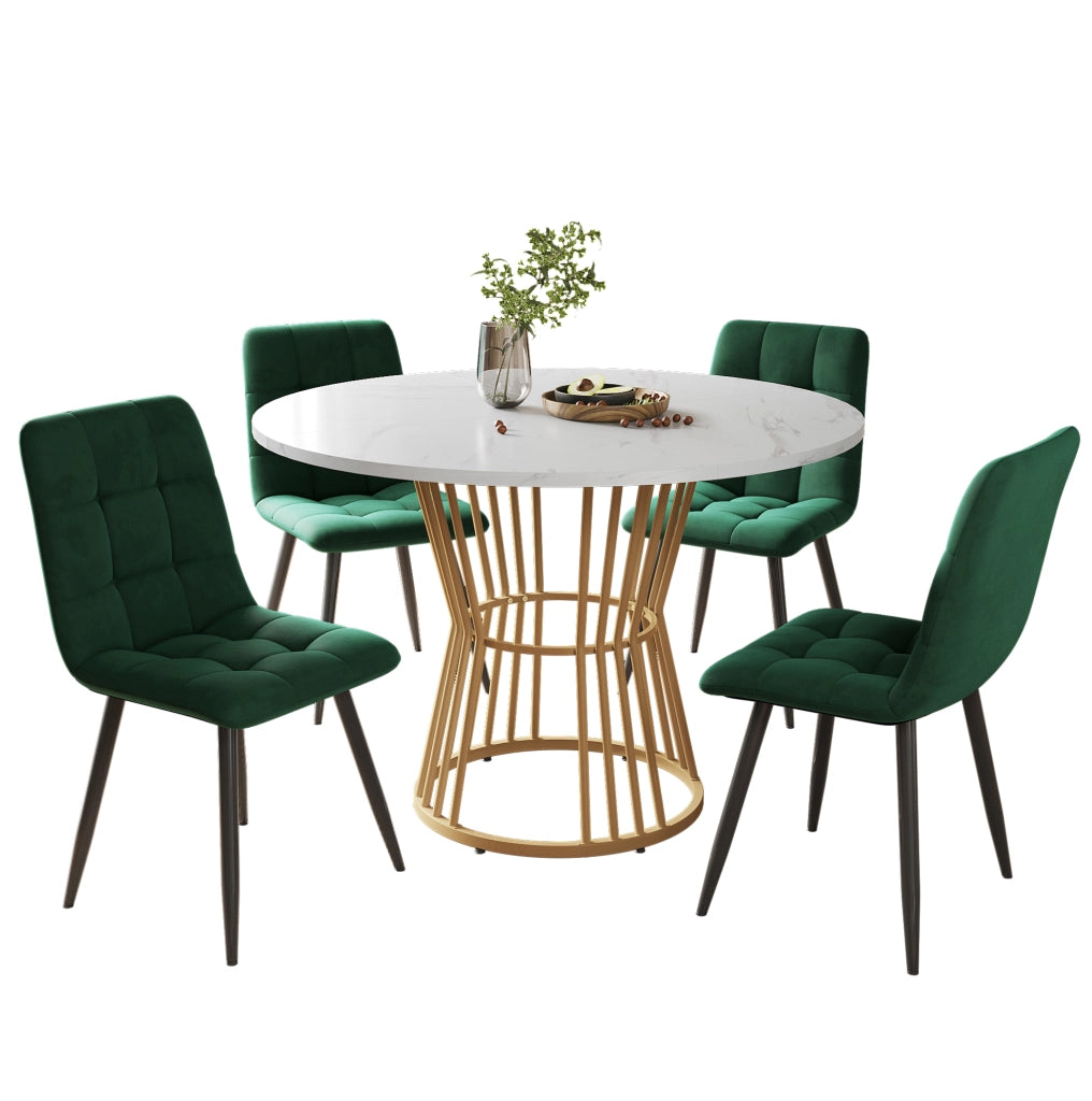 Set da pranzo 5 pezzi 100 cm; piano effetto marmo; MDF multicolore