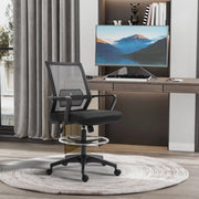 Sedia da ufficio ergonomica girevole con funzione basculante supporto lombare e poggiapiedi in plastica nera