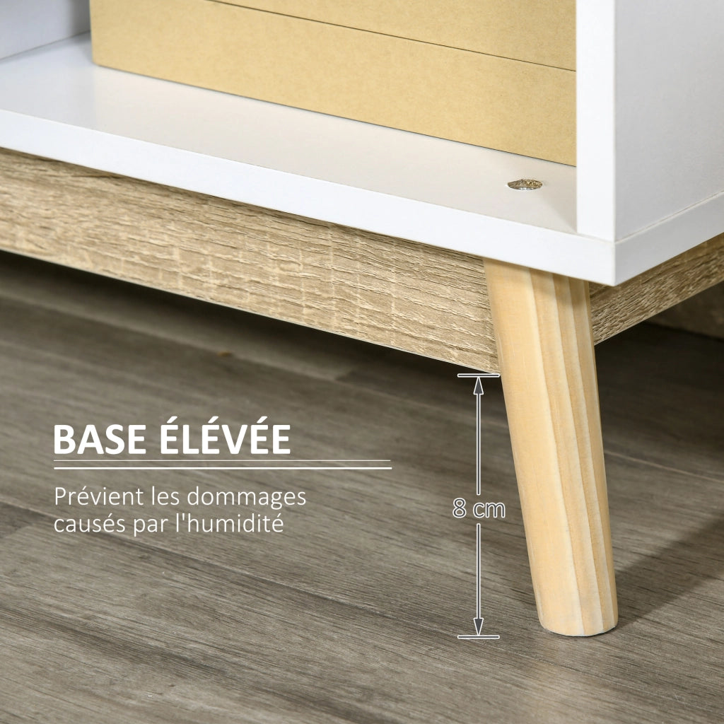 Mobile TV con cassetti e ante ¨C zephmum ¨C bianco, legno, 96x30x75 cm