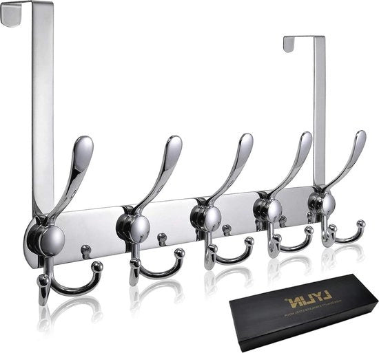 Hanger per Porta con 15 Ganci - Armadio per Magazzino per Uso Intenso - Hanger per Parete per Cappotti Abiti Asciugamani Borse