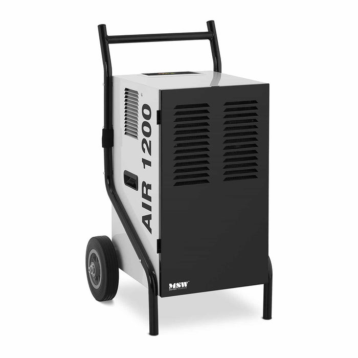 Deumidificatore elettrico professionale da cantiere per cantine domestiche di costruzione industriale efficiente (50 l/24h, Superficie 80 m2, Aria miscelata 630 m3/h, Serbatoio 5,5 l, LED) 14_0007254