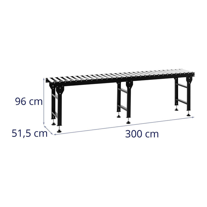 Trasportatore a rulli - 400 kg - 300 cm - 30 rulli - regolabile in altezza 14_0007252