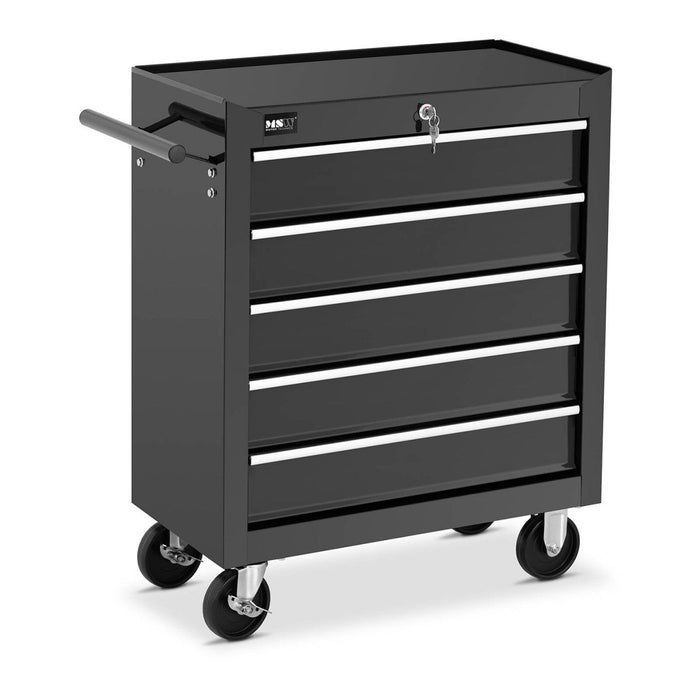 Carrello officina 5 cassetti portata max 50 kg con serratura acciaio nero 14_0003389