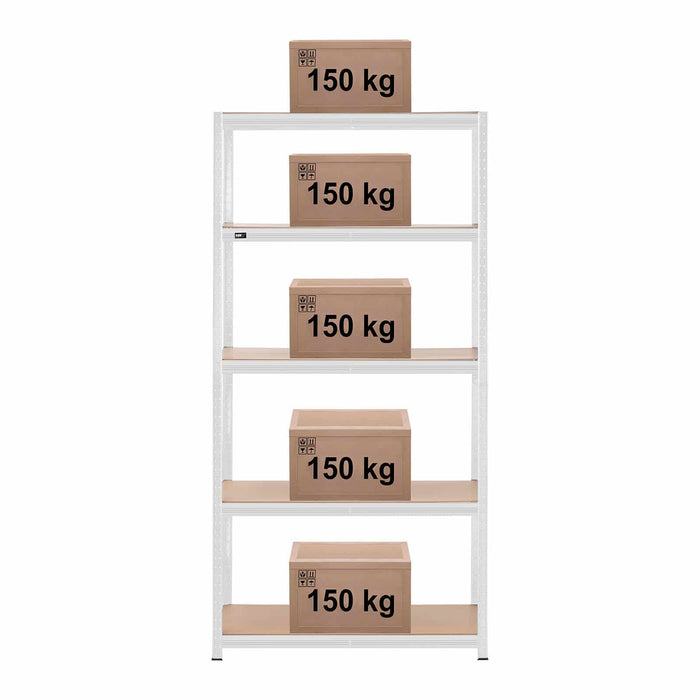 Ripiano per carichi pesanti 100 x 60 x 197 cm supporta 5 x 150 kg robusto garage officina attrezzi grigio 14_0005173