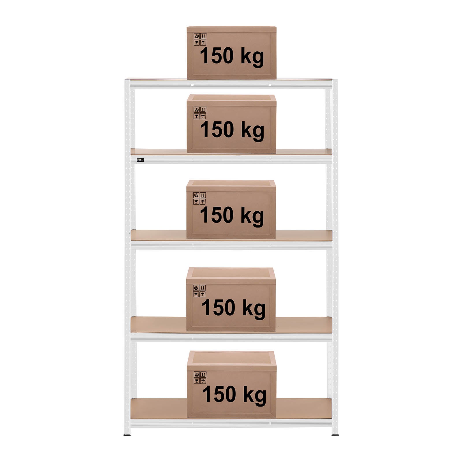 Scaffale per carichi pesanti 120 x 50 x 197 cm supporta 5 x 150 kg di robusti utensili da garage e officina grigio 14_0005174