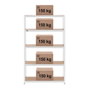 Scaffale per carichi pesanti 120 x 50 x 197 cm supporta 5 x 150 kg di robusti utensili da garage e officina grigio 14_0005174