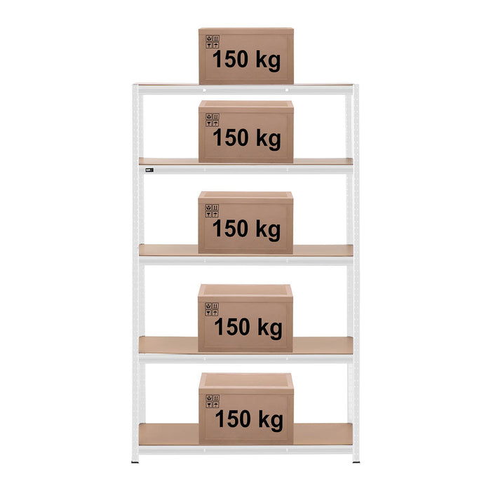 Scaffale per carichi pesanti 120 x 50 x 197 cm supporta 5 x 150 kg di robusti utensili da garage e officina grigio 14_0005174
