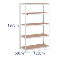 Scaffale per carichi pesanti 120 x 50 x 197 cm supporta 5 x 150 kg di robusti utensili da garage e officina grigio 14_0005174