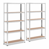 Set di 2 ripiani per carichi pesanti 90 x 30 x 180 cm supporti 5 x 175 kg robusti attrezzi da garage per officina grigio 14_0005178