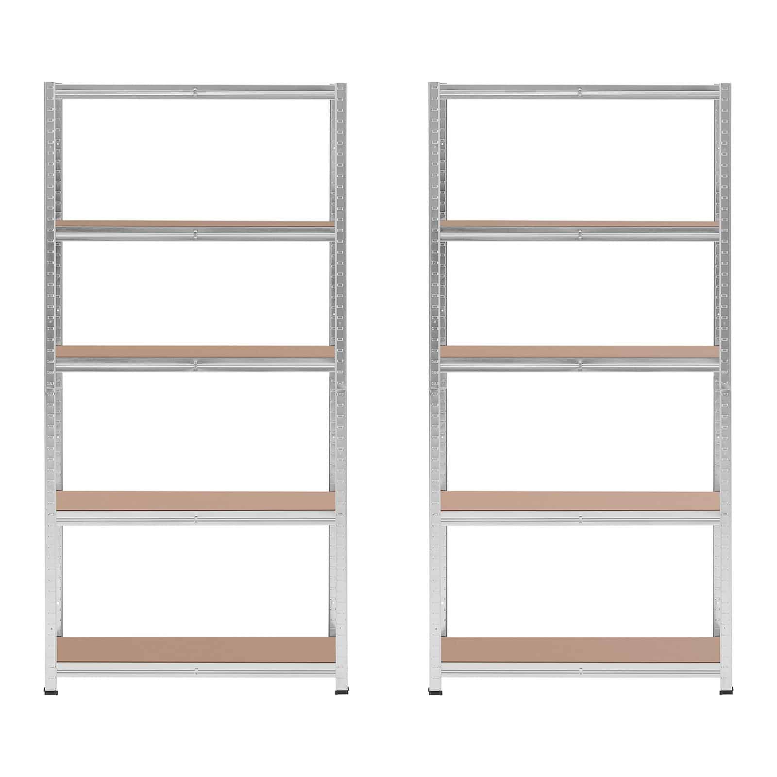 Set di 2 ripiani per carichi pesanti 90 x 30 x 180 cm supporti 5 x 175 kg robusti attrezzi da garage per officina grigio 14_0005178