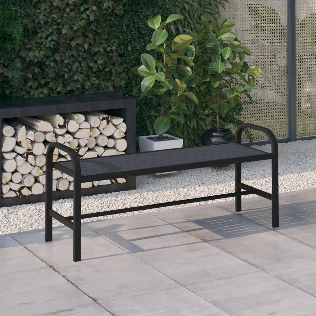 Panchina da Giardino 124,5 cm Nera in Acciaio e WPC 317137