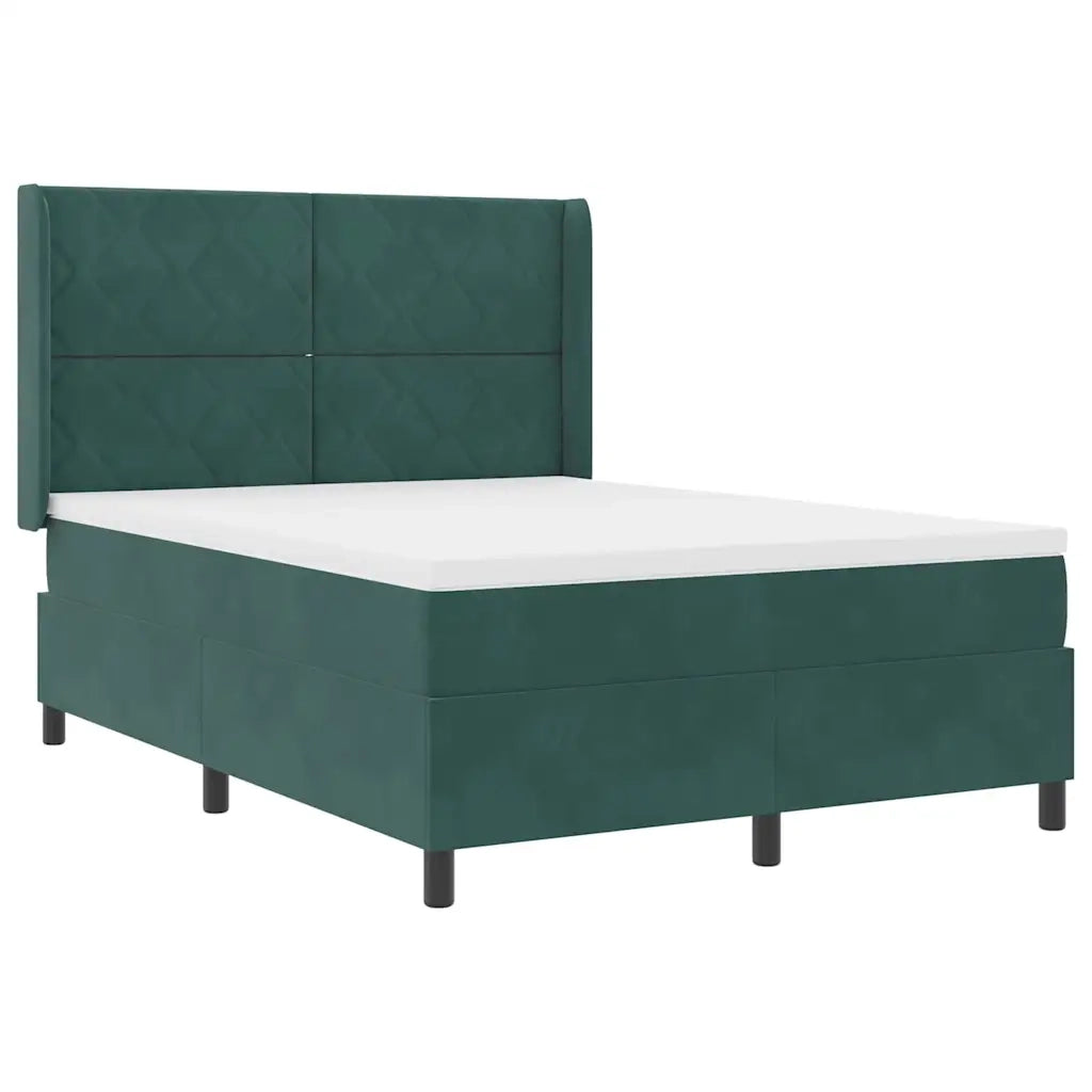 Letto a molle con strisce LED Verde Scuro 140 x 200 cm Velluto 3343925