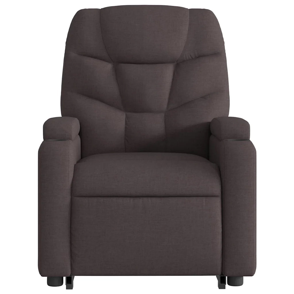 Poltrona Alzapersona Massaggi Reclinabile Marrone Scuro Tessuto 3204613