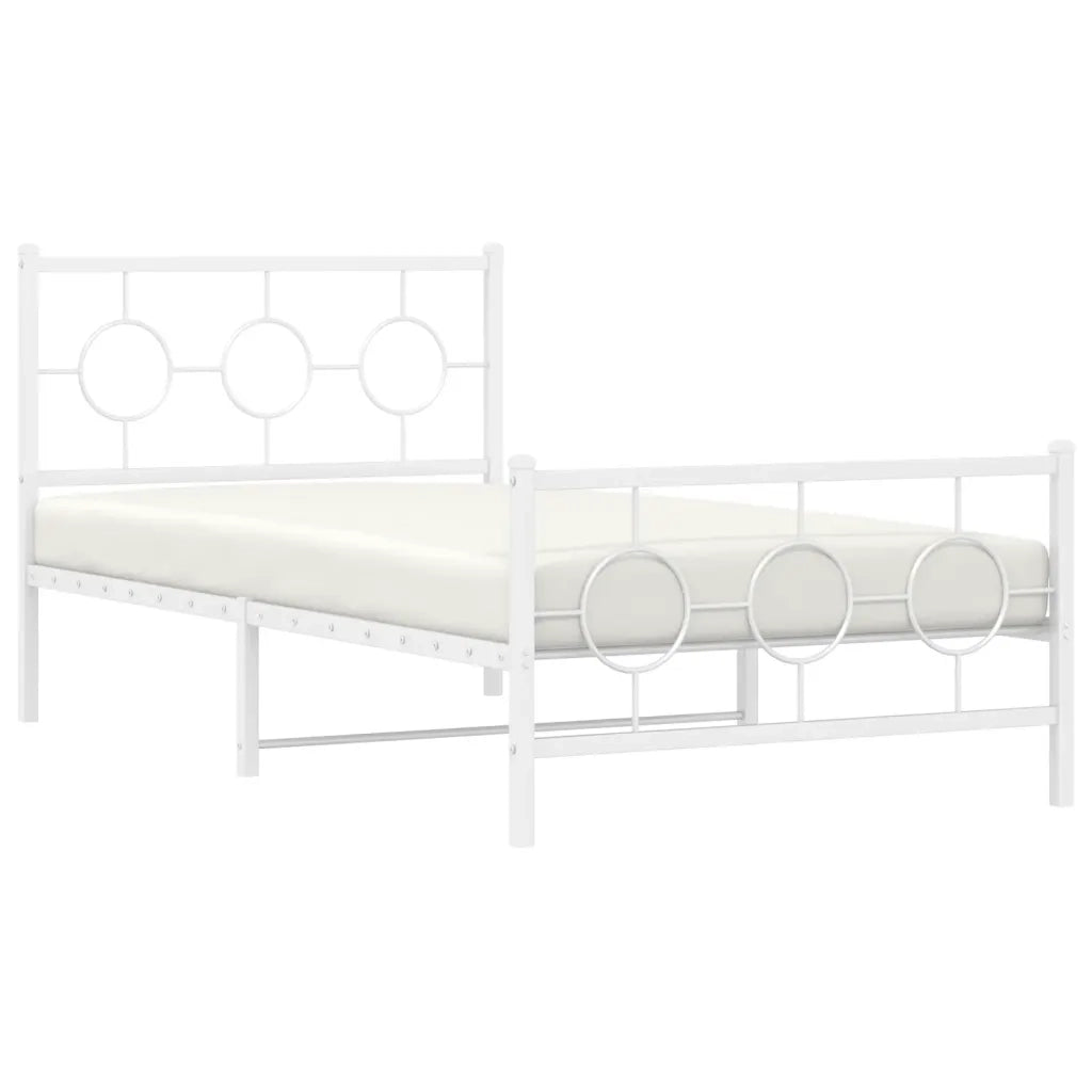 Giroletto con Testiera e Pediera Metallo Bianco 100x190 cm 376287