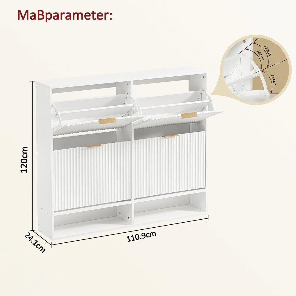 Scarpiera con Ripiano Decorativo ¨C MINIMAL ¨C Bianco, 120x24 cm, Altezza Regolabile