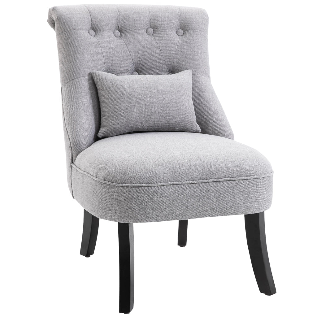 Poltrona Imbottita in Tessuto con Cuscino ¨C zephmum ¨C Grigio 52.5x69x77 cm