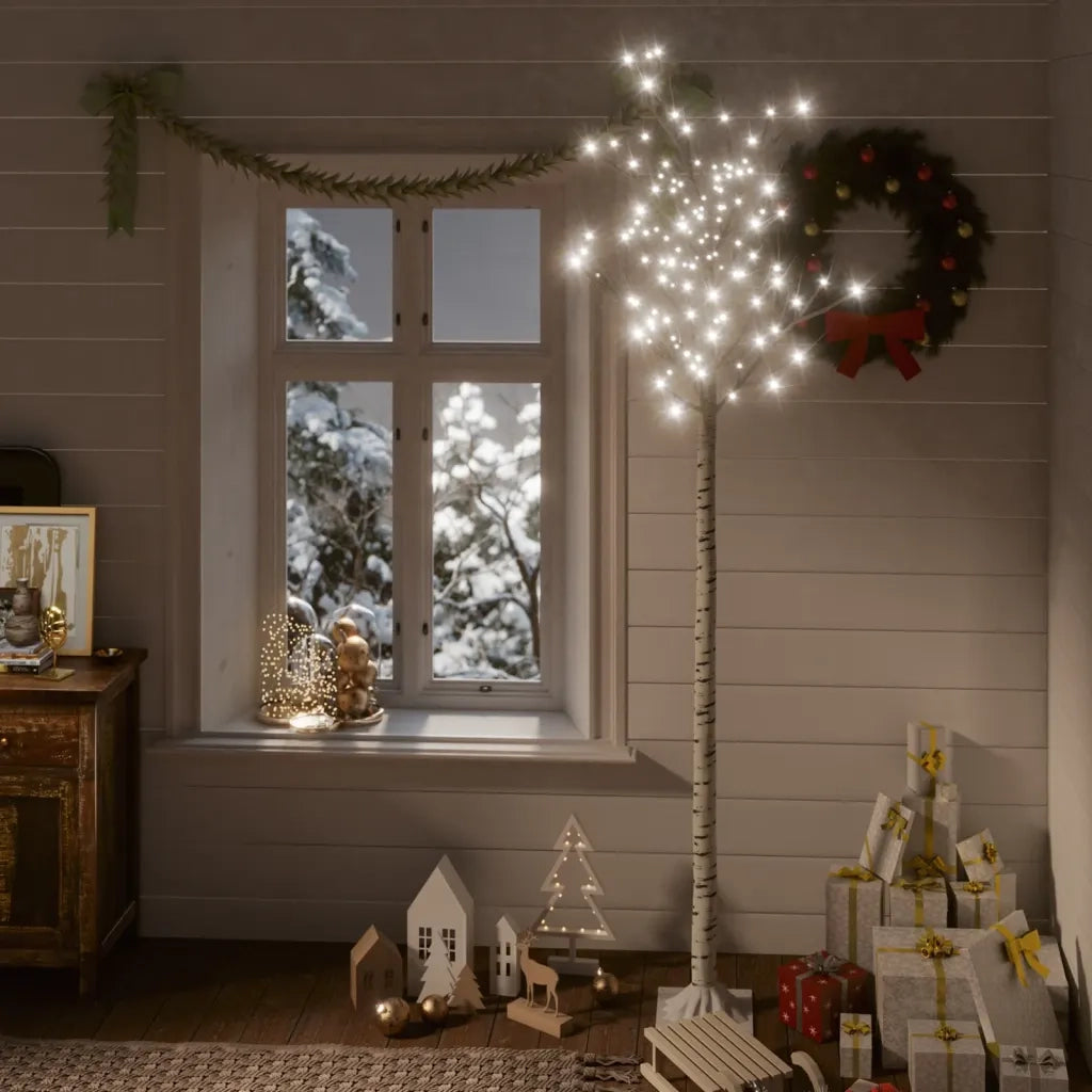 Albero Natale 220 LED 2,2m Salice Bianco Freddo Interno Esterno 332959