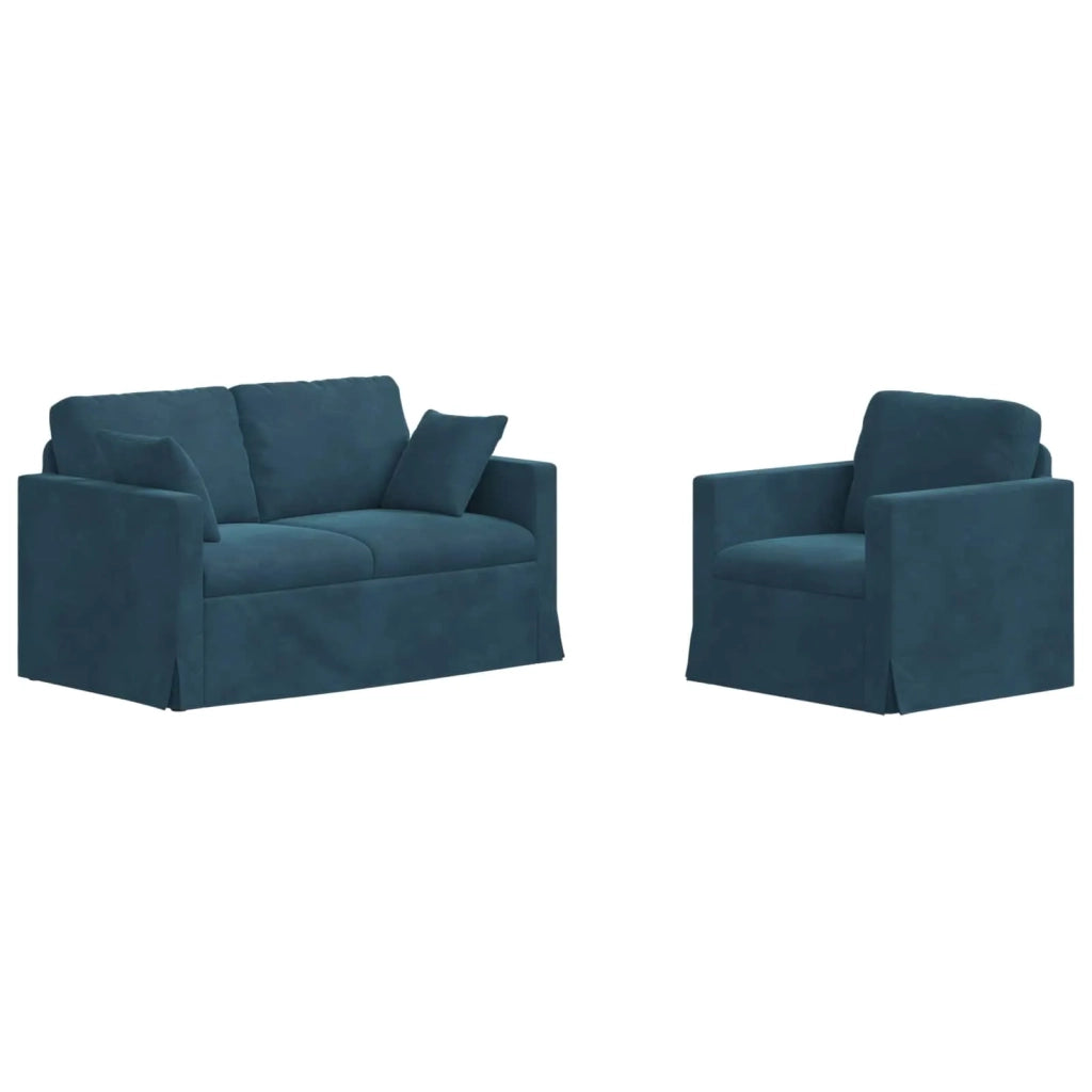 Set di divani 2 pcs Blu 138 x 78 x 80 cm Velluto 3407515