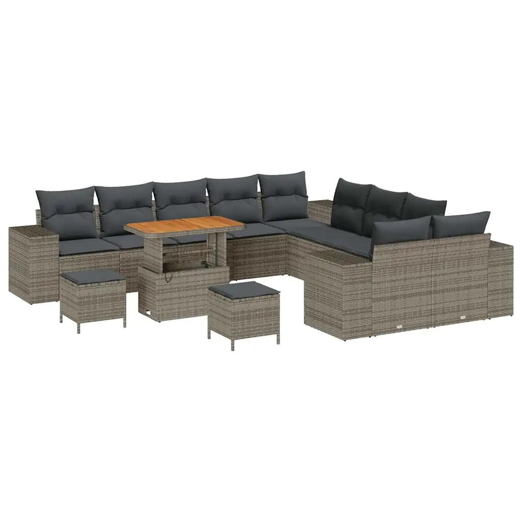Set Divano da Giardino con cuscino 13 pcs Grigio polyrattan 3362068