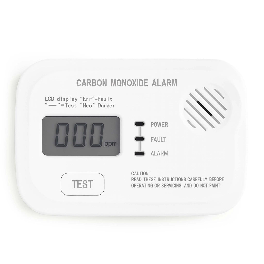 Set 2x Rilevatore monossido di carbonio con display 120 x 74 x 31 mm, allarme CO con batterie sostituibili incluse