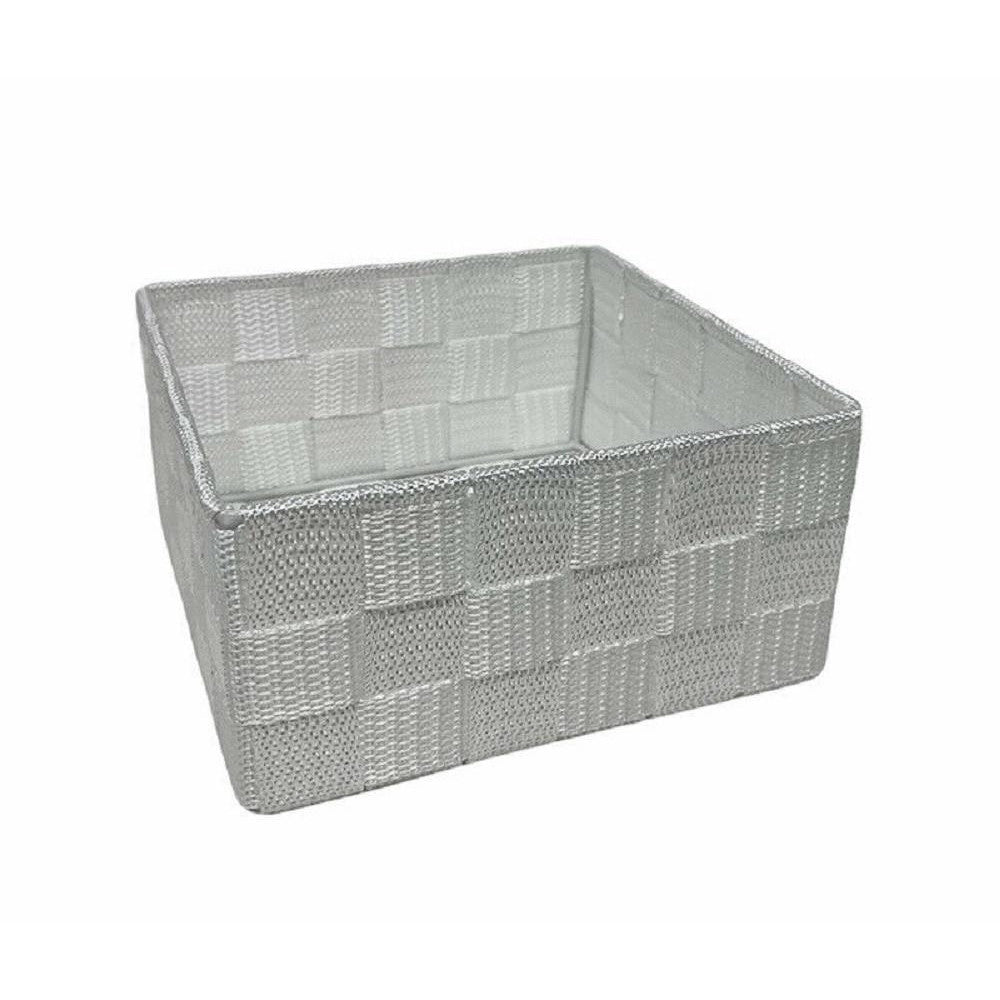 Trade Shop - 6pz Scatola In Tessuto Contenitori Organizer Bagno Armadio Cassetti Bianco -