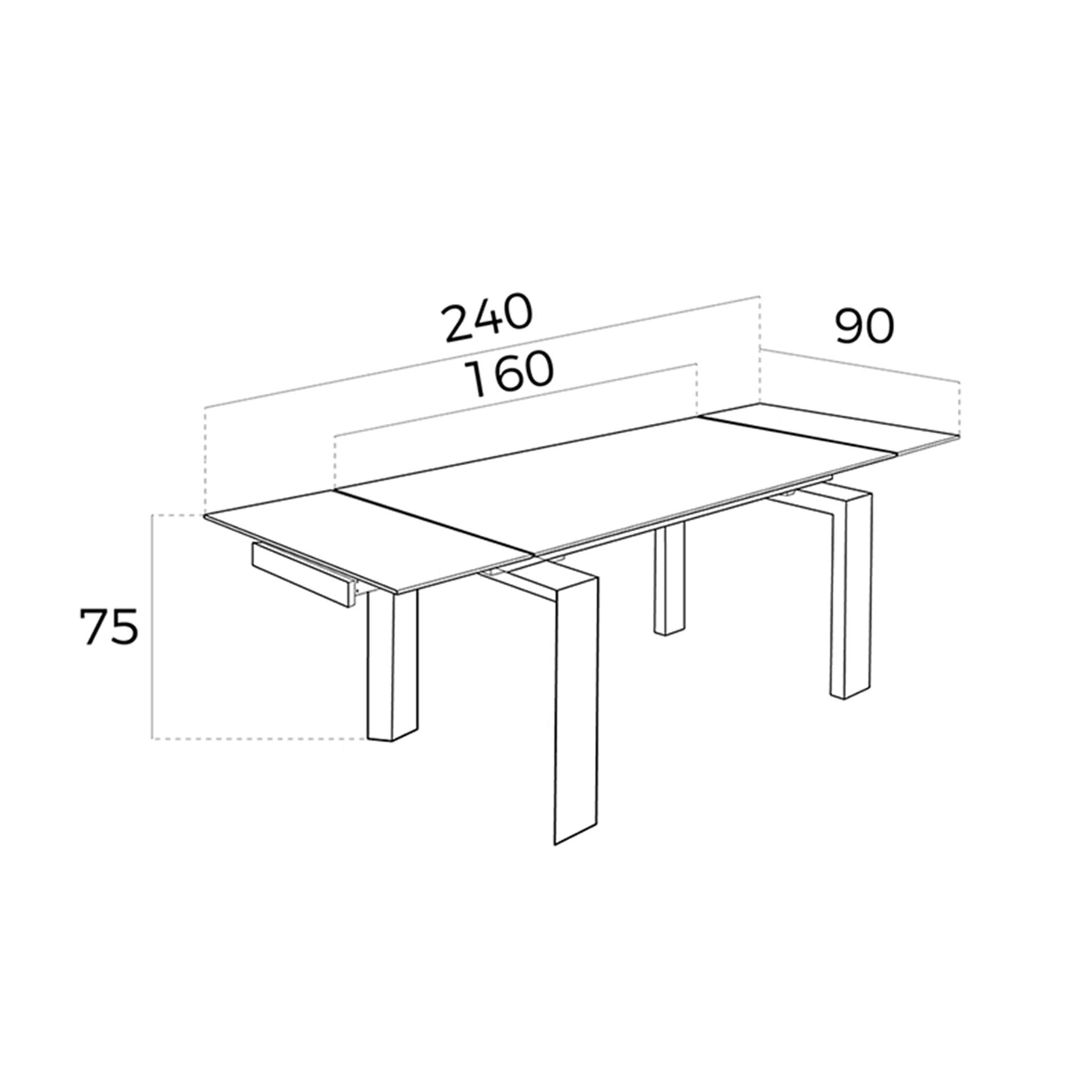 Tavolo da pranzo allungabile rettangolare vetro temperato e noce