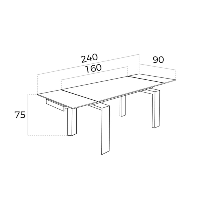Tavolo da pranzo allungabile rettangolare vetro temperato e noce