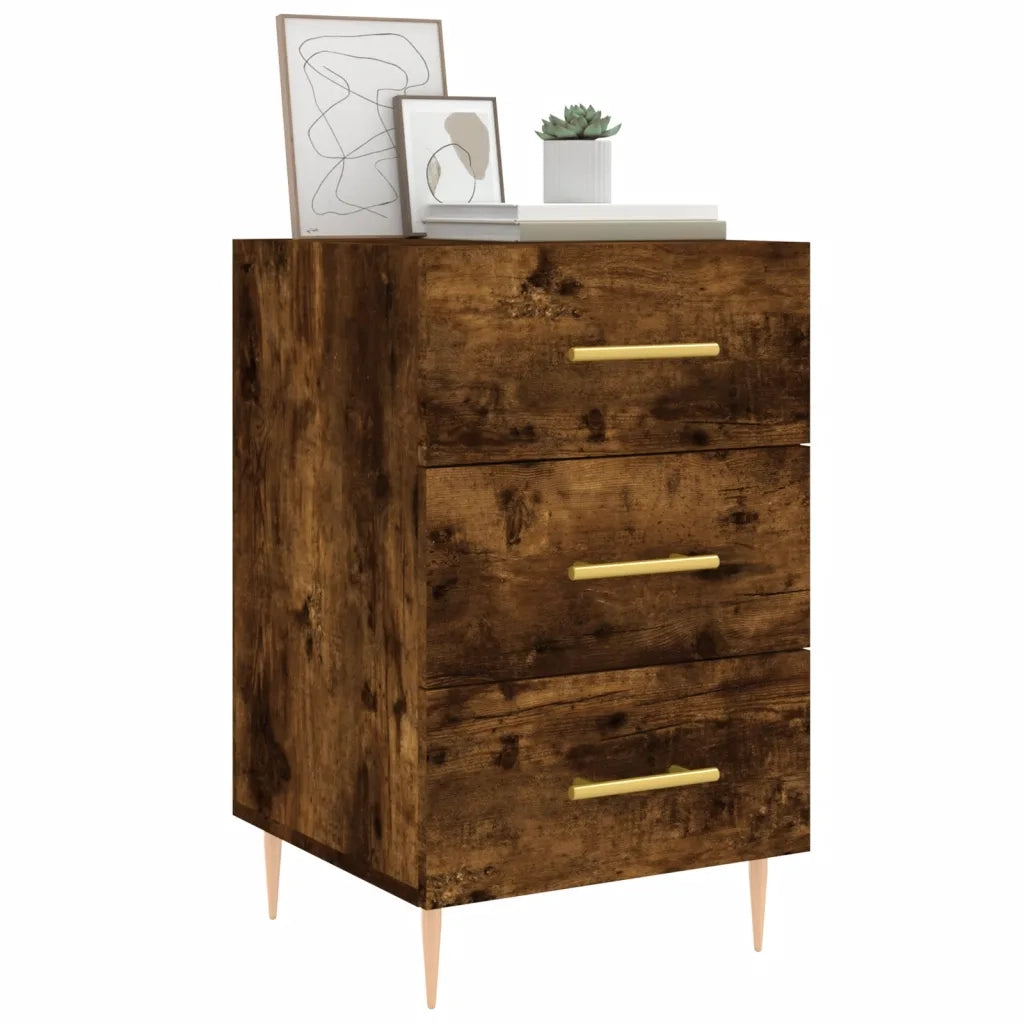 Comodino | Armadio da Notte | Mobiletto da notte Rovere Fumo 40x40x66 cm in Legno Multistrato