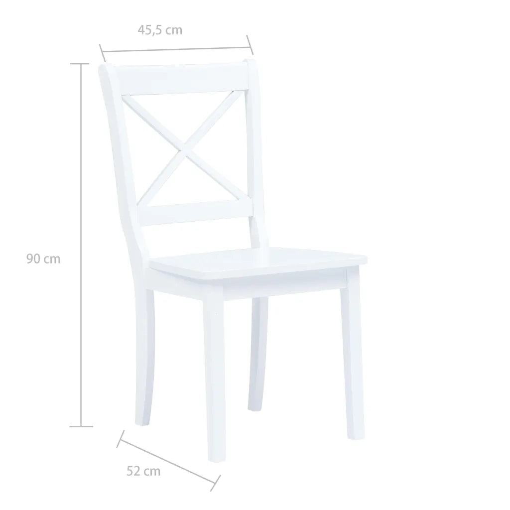 Sedie da Pranzo 4 pz Bianche in Legno Massello di Hevea 247357