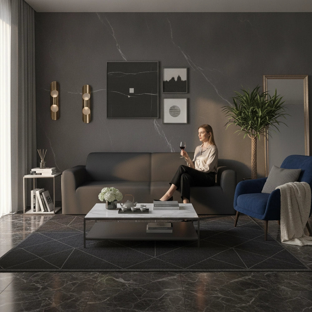 Stretch Sofa Cover For 3-seater, Anthracite Polyester Jersey