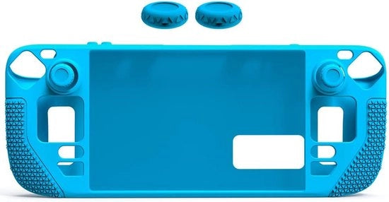 Custodia in silicone adatta per console di gioco Steam Deck, inclusa 2 coperture joystick, resistente ai graffi, antiscivolo, protezione completa, custodia portatile (blu).