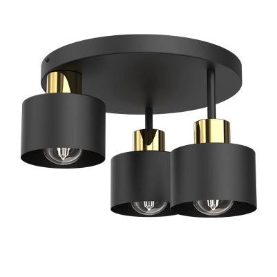 Plafoniera rotonda nero-oro Parkla 3 luci E27 Luminex