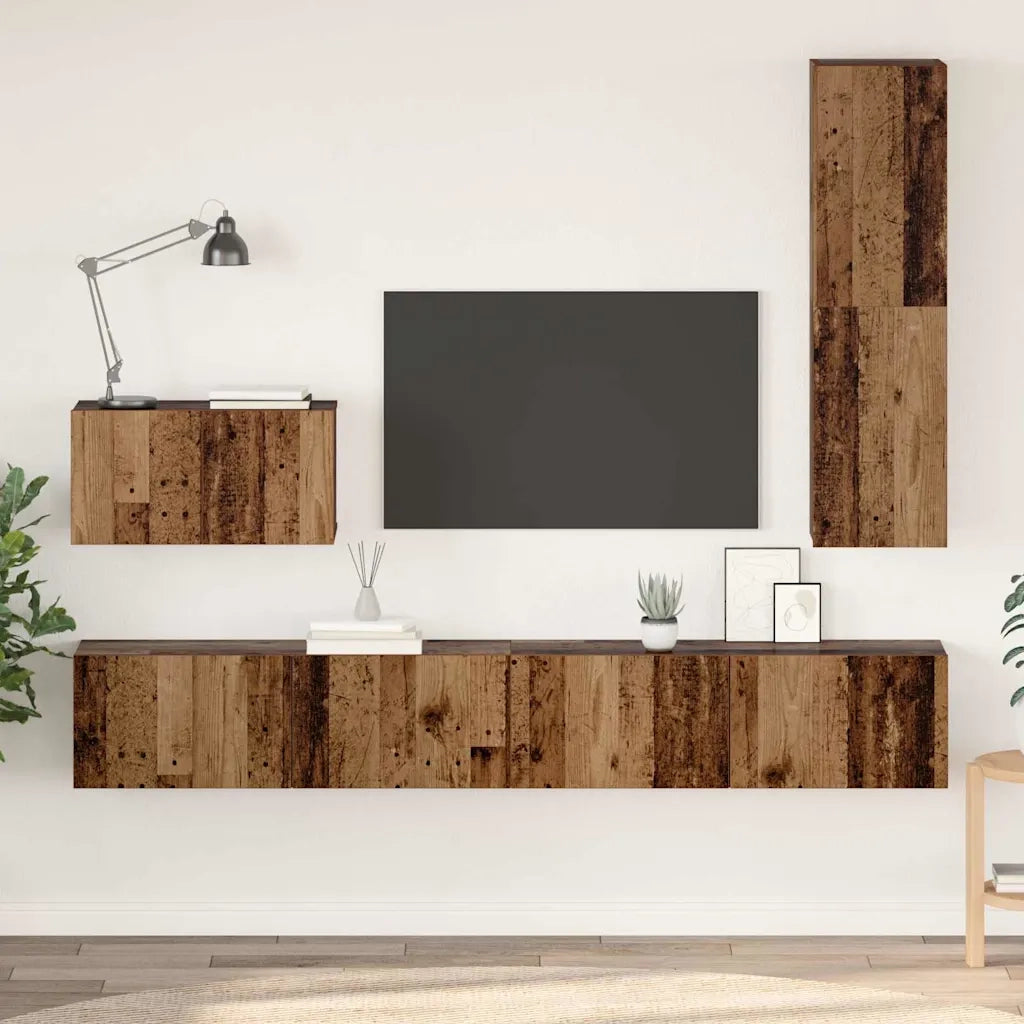 Mobile TV da Parete 4 pcs Legno vecchio Legno multistrato