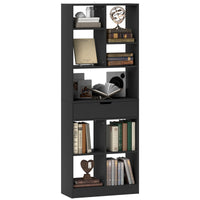 Libreria Moderna 60x26x158 cm con Cassetto Centrale e Kit Antiribaltamento in Legno Nero