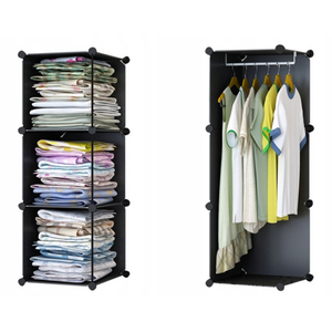 Armadio componibile e pieghevole da 165x110x35 cm, colore nero.