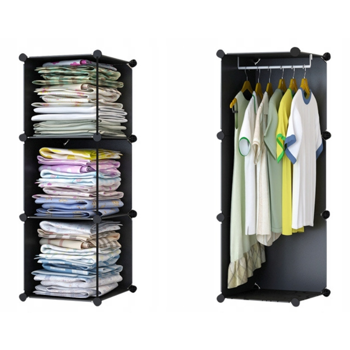 Armadio componibile e pieghevole da 165x110x35 cm, colore nero.