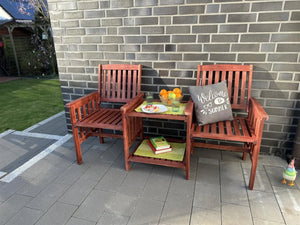 Panca da giardino con tavolo, panca doppia a 2 posti