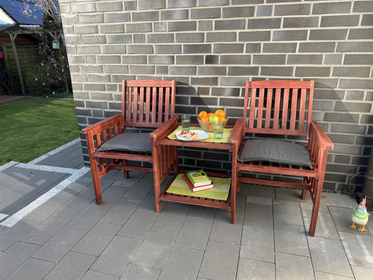 Panca da giardino con tavolo, panca doppia a 2 posti