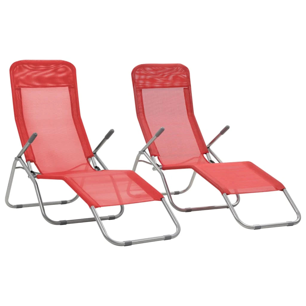 Sdraio pieghevoli 2 pezzi Textilene rosso 02_0011952