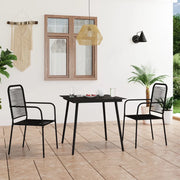 Set da Pranzo da Esterni 3 pz in Corda di Cotone e Acciaio Nero cod mxl 44497