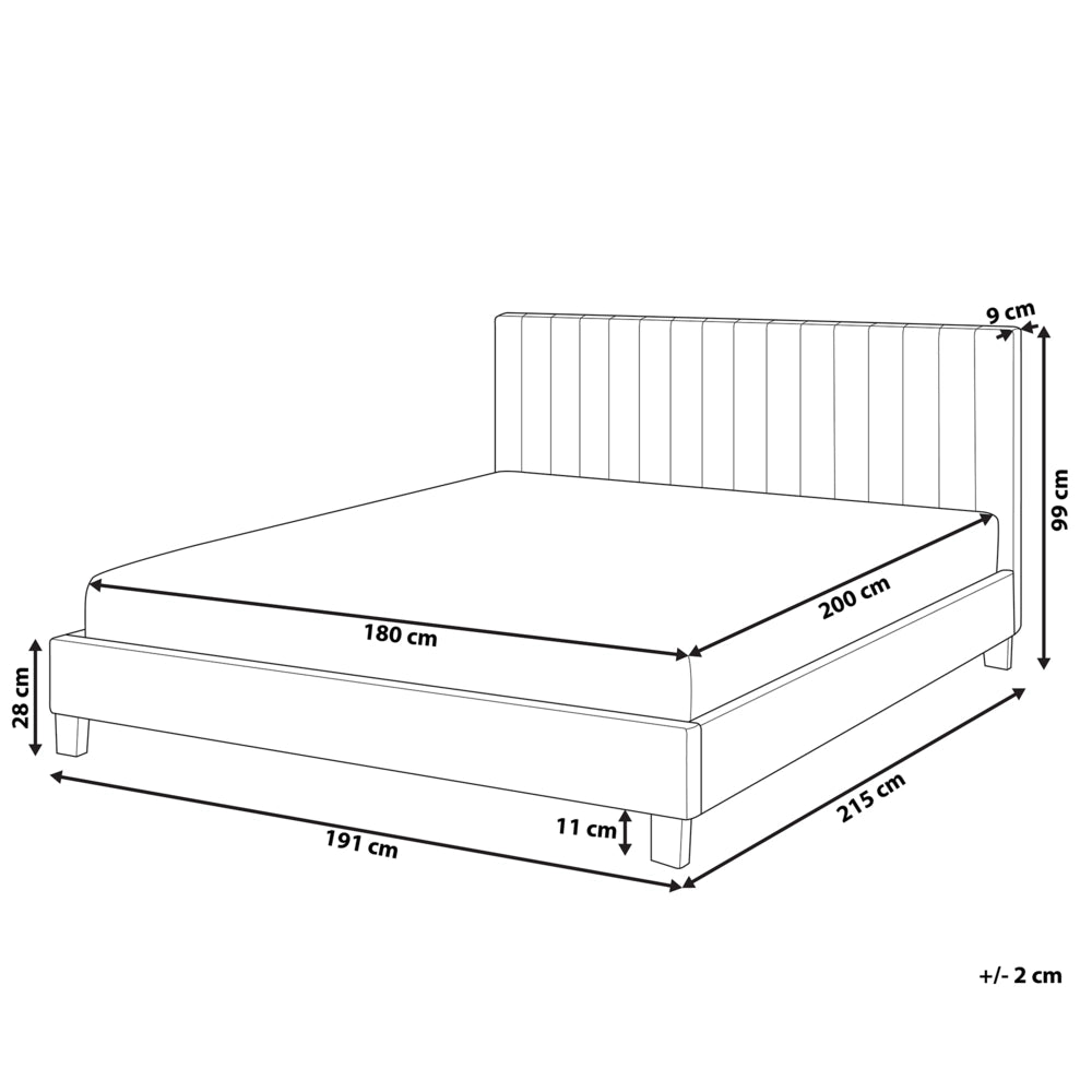 Letto Rivestimento in tessuto grigio chiaro 180 x 200 cm con testiera a doghe