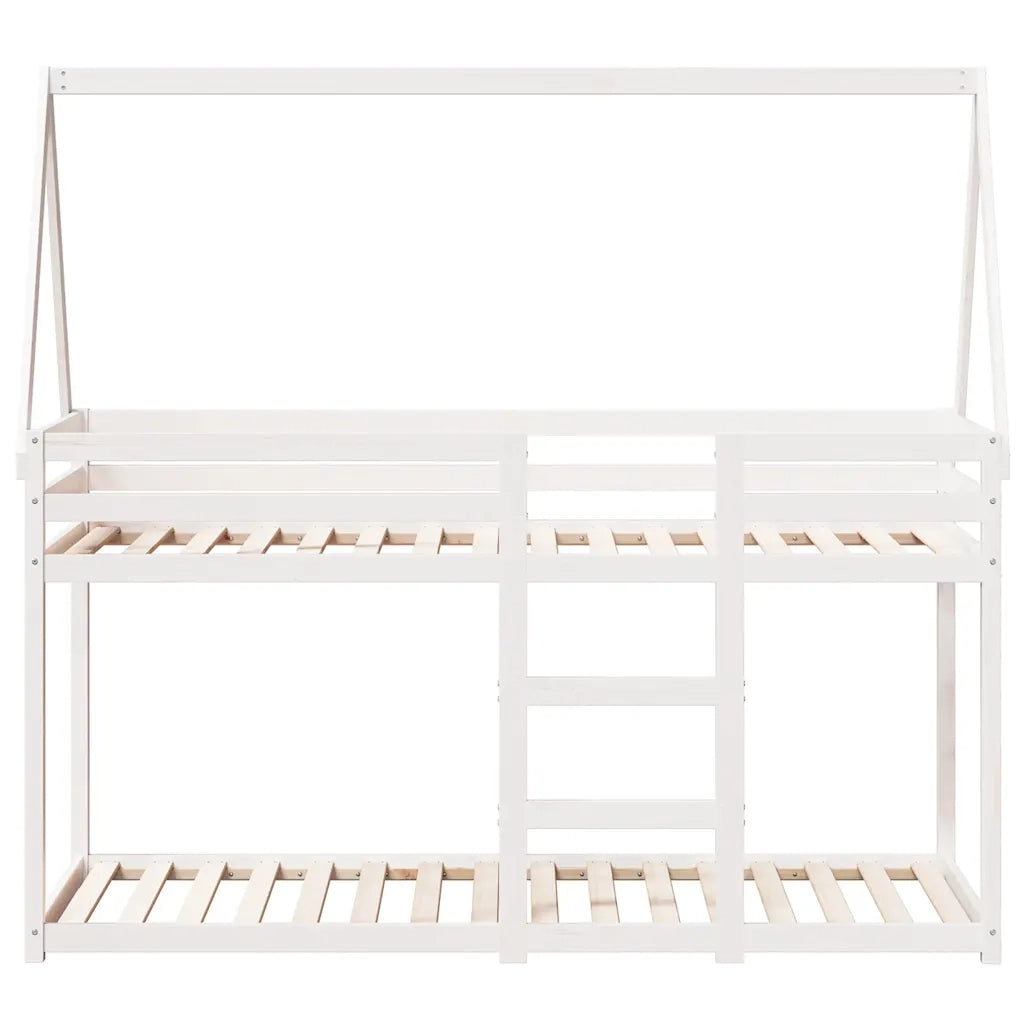 Letto a Castello con Tetto Bianco 90x200 cm in Legno di Pino 3282077