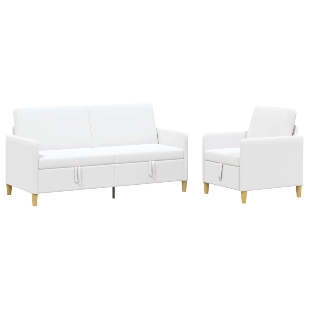 Set di Divani con Storage 2 pcs Bianco Poliestere 3429215
