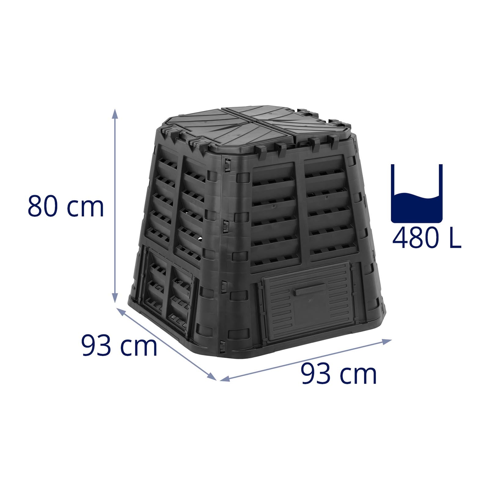 Compostiera da giardino 480 litri polipropilene alta qualità 14_0007491