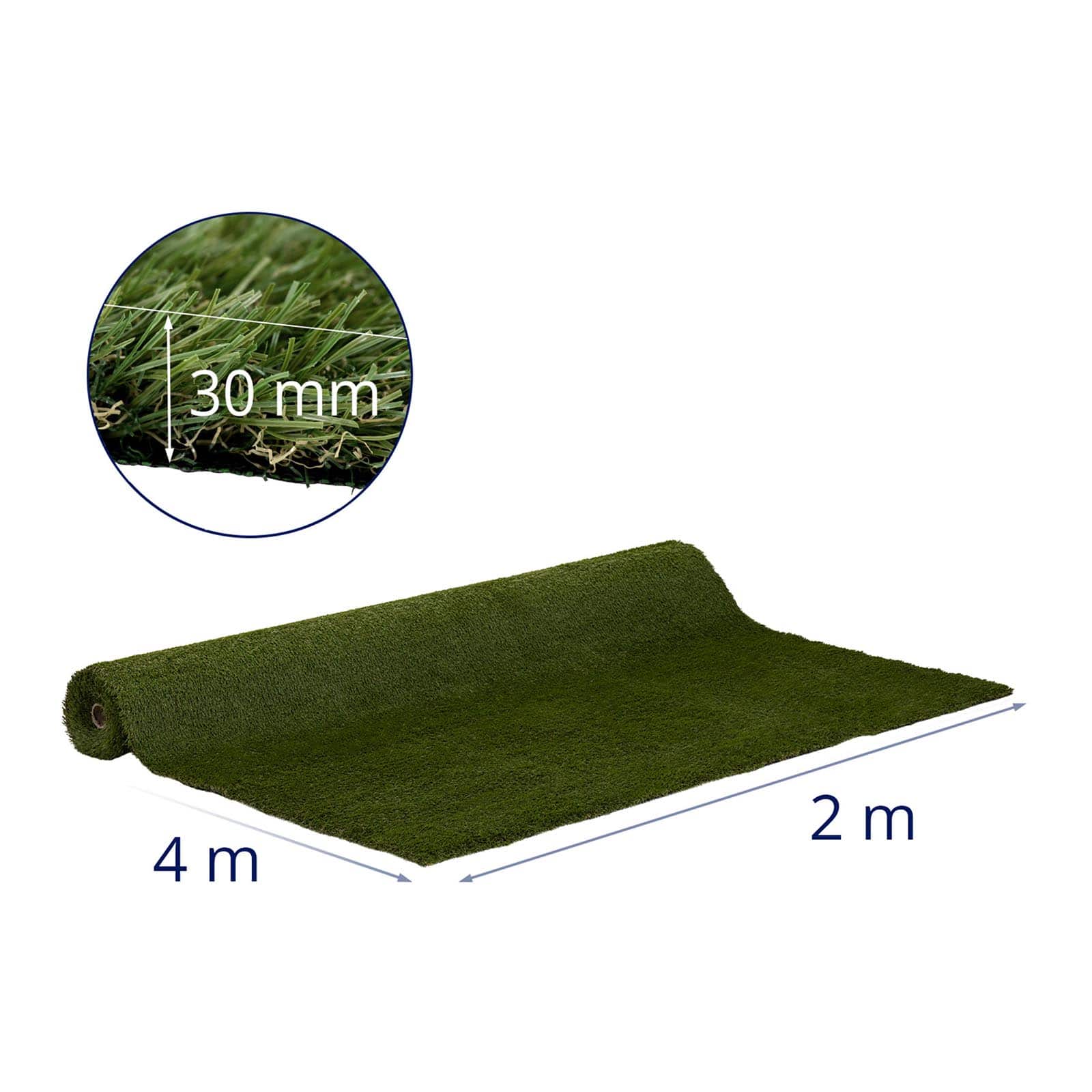 Erba sintetica - 200 x 400 cm - Altezza: 30 mm - Numero punti: 20/10 cm - Giardino resistente ai raggi UV 14_0007368