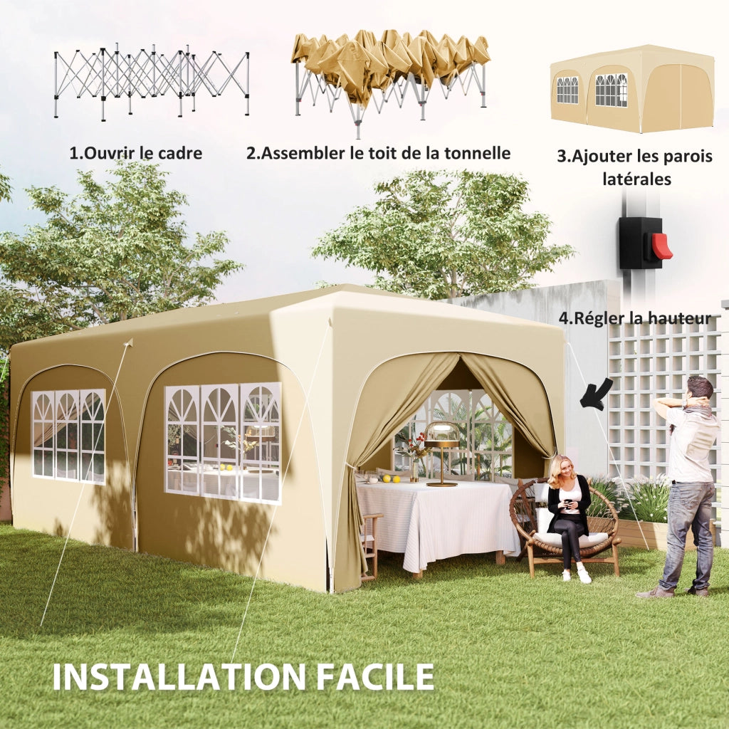 Tonnelle pliante 3x6m ¨C zephmum ¨C Sable, UPF50+, con sacco e sacchetti di sabbia