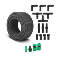 Tubo poroso - 30 m - Con attacco rubinetto tappi terminali e raccordi per irrigazione giardino 14_0007434