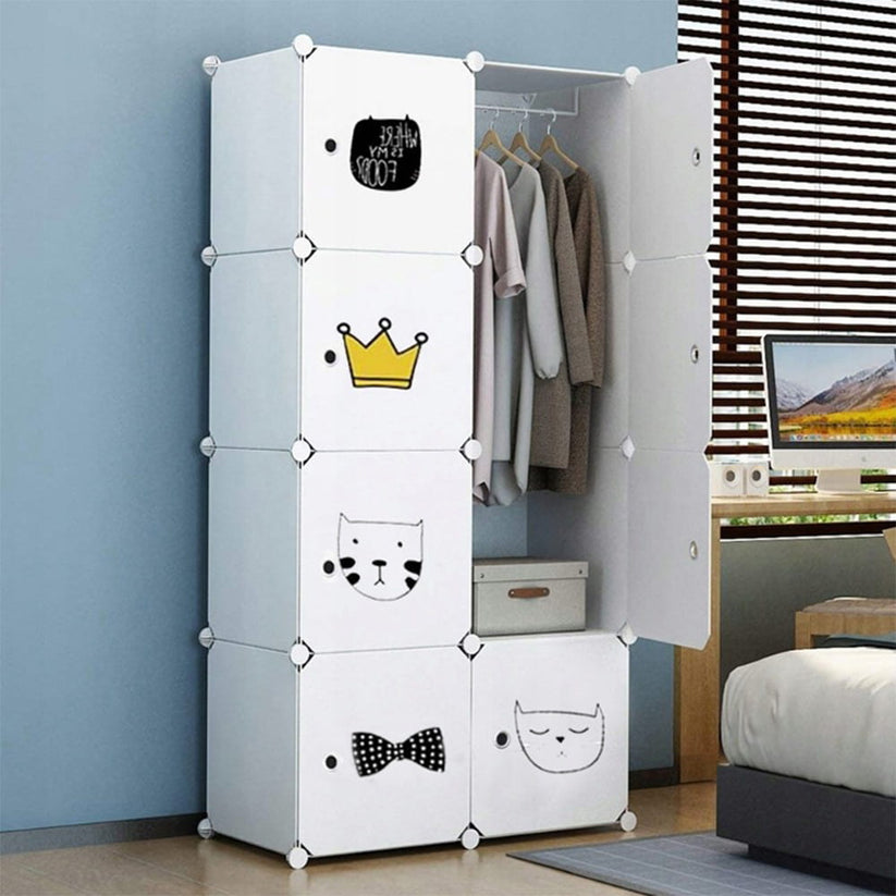 Guardaroba componibile da 147x72x37 cm, bianco e funzionale.