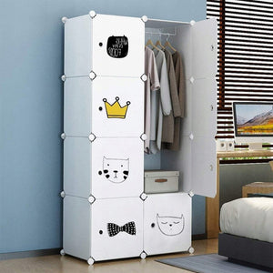 Guardaroba componibile da 147x72x37 cm, bianco e funzionale.